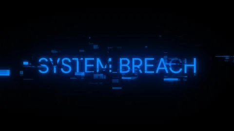 3D rendering system breach text with screen effects of technological glitches Stock Illustration