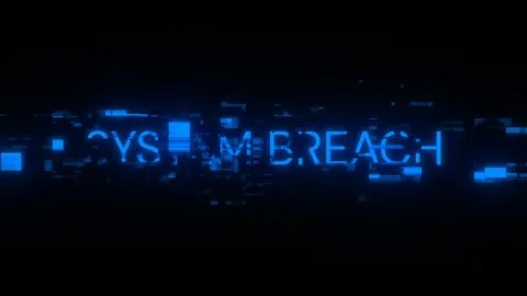 3D rendering system breach text with screen effects of technological glitches Stock Illustration