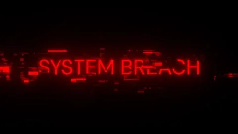 3D rendering system breach text with screen effects of technological glitches Stock Illustration