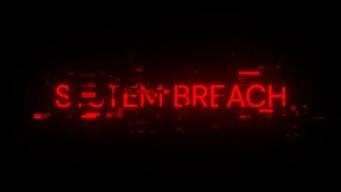 3D rendering system breach text with screen effects of technological glitches Stock Illustration