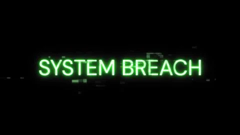 3D rendering system breach text with screen effects of technological glitches Stock Illustration