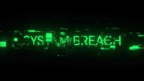 3D rendering system breach text with screen effects of technological glitches イラスト素材