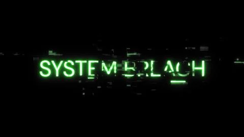 3D rendering system breach text with screen effects of technological glitches 스톡 일러스트