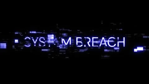 3D rendering system breach text with screen effects of technological glitches Stock Illustration