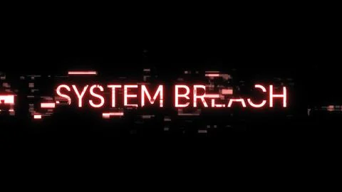 3D rendering system breach text with screen effects of technological glitches Illustrazione stock