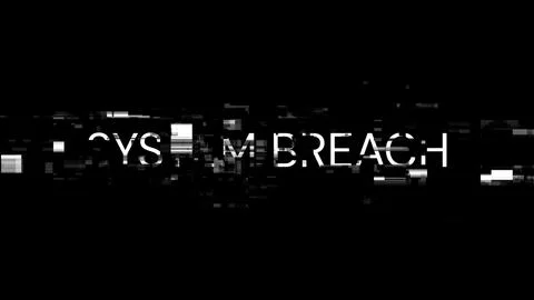 3D rendering system breach text with screen effects of technological glitches Stock Illustration