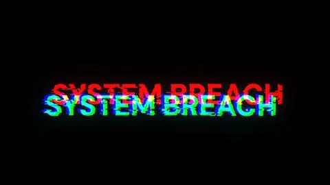 3D rendering system breach text with screen effects of technological glitches 스톡 일러스트