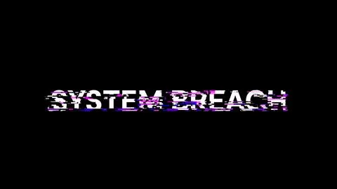3D rendering system breach text with screen effects of technological glitches イラスト素材