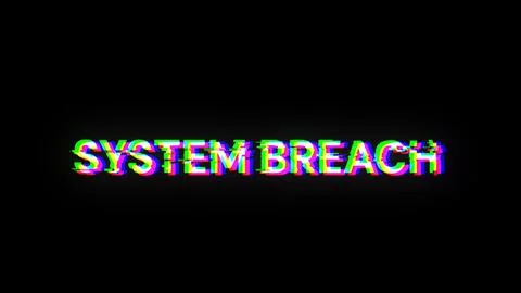 3D rendering system breach text with screen effects of technological glitches イラスト素材