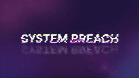 3D rendering system breach text with screen effects of technological glitches イラスト素材