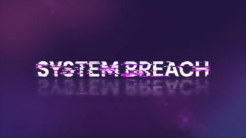 3D rendering system breach text with screen effects of technological glitches 库存插图