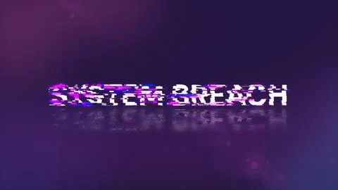 3D rendering system breach text with screen effects of technological glitches Illustrazione stock