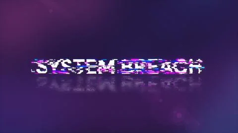 3D rendering system breach text with screen effects of technological glitches Stock Illustration