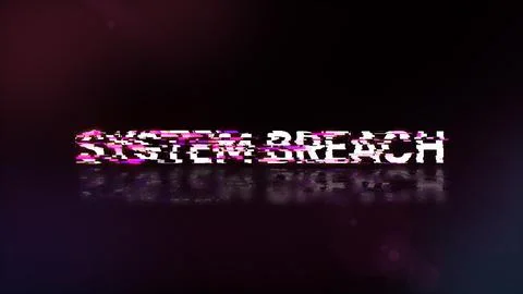 3D rendering system breach text with screen effects of technological glitches イラスト素材