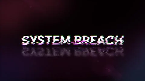 3D rendering system breach text with screen effects of technological glitches イラスト素材