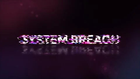 3D rendering system breach text with screen effects of technological glitches Stock-Illustration