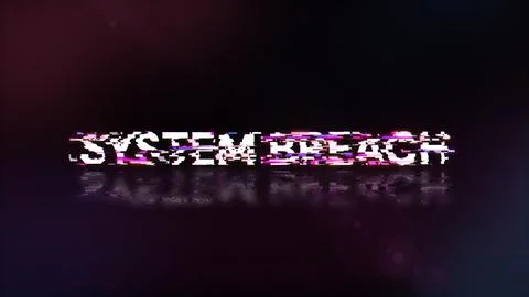 3D rendering system breach text with screen effects of technological glitches Stock Illustration