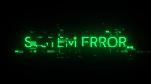 3D rendering System error text with screen effects of technological glitches 库存插图