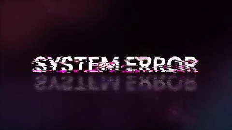 3D rendering System error text with screen effects of technological glitches 库存插图