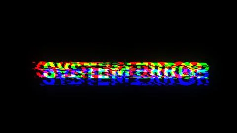 3D rendering System error text with screen effects of technological glitches Stock Illustration