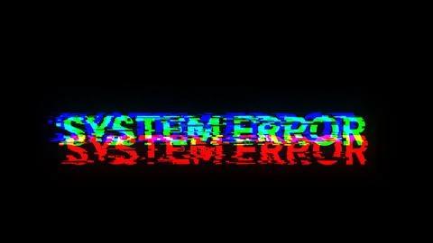 3D rendering System error text with screen effects of technological glitches Stock Illustration