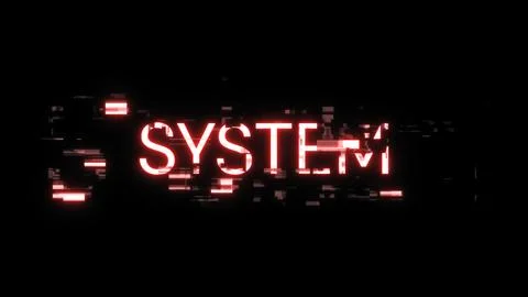 3D rendering system text with screen effects of technological glitches Illustrazione stock