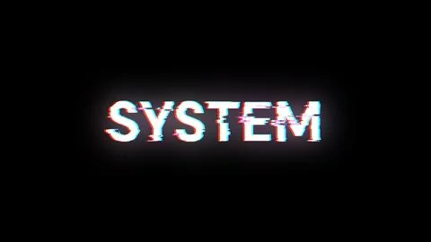 3D rendering system text with screen effects of technological glitches Illustrazione stock