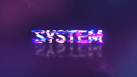 3D rendering system text with screen effects of technological glitches Stock Illustration