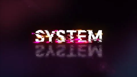 3D rendering system text with screen effects of technological glitches Illustrazione stock