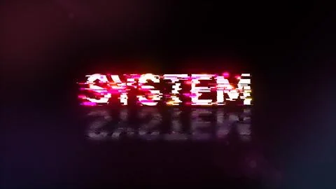 3D rendering system text with screen effects of technological glitches Stock Illustration