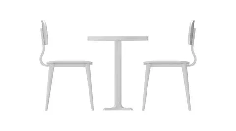 3D rendering of table and chairs dinning set up isolated on white background Illustrazione stock