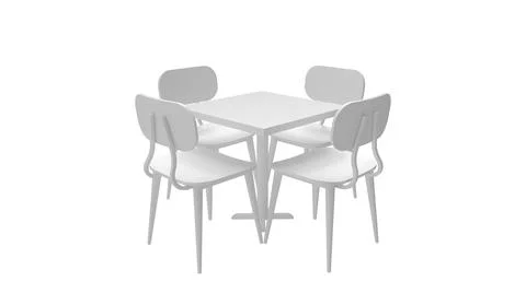 3D rendering of table and chairs dinning set up isolated on white background Stock Illustration