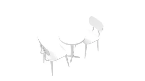3D rendering of table and chairs dinning set up isolated on white background Illustrazione stock