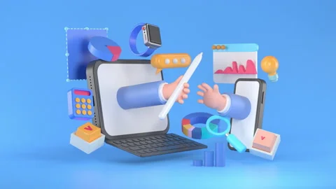 3d rendering of tablet and infographic. Stock Footage 149336384