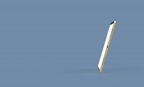 A 3D rendering of a Tablet with a blank screen with  copy space on a blue bac Stock Illustration