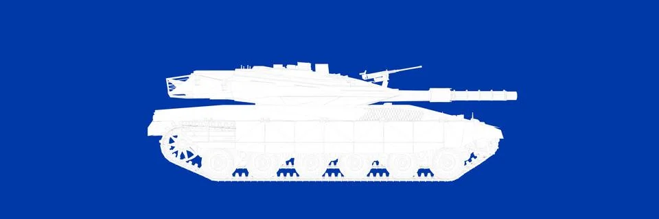 3d rendering of a tank on a blue background blueprint Stock Illustration