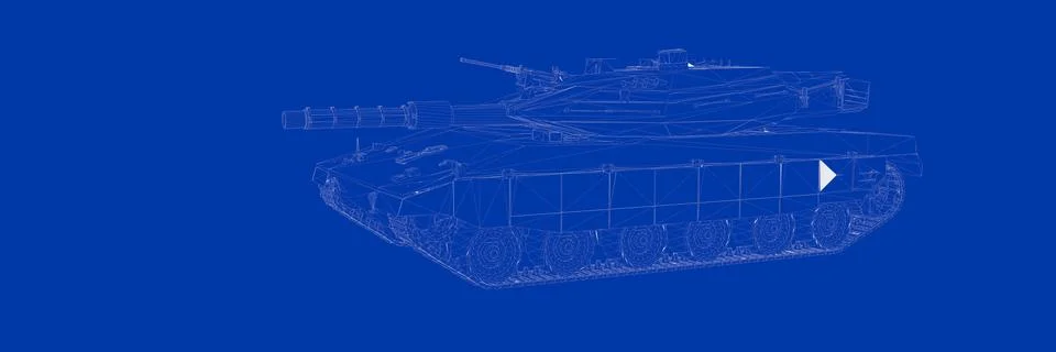 3d rendering of a tank on a blue background blueprint Stock Illustration