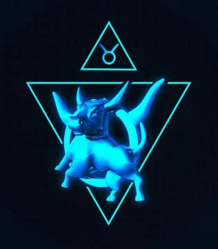 3d rendering of Taurus zodiac  Sign. Abstract night sky background . Stock Illustration