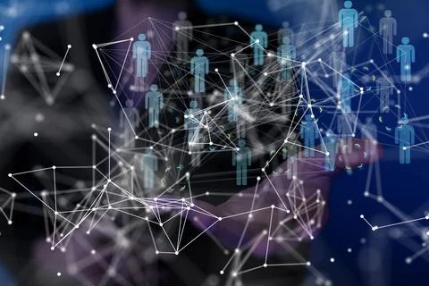 3d rendering of a team connection and social network symbol on a blurry 스톡 사진