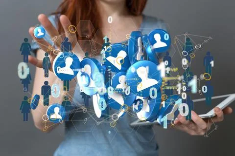 3d rendering of a team connection and social network symbol on a blurry Stock Photos