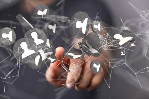 3d rendering of a team connection and social network symbol on a blurry Stock Photos