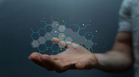 3d rendering of a team connection and social network symbol on a blurry Stock Photos