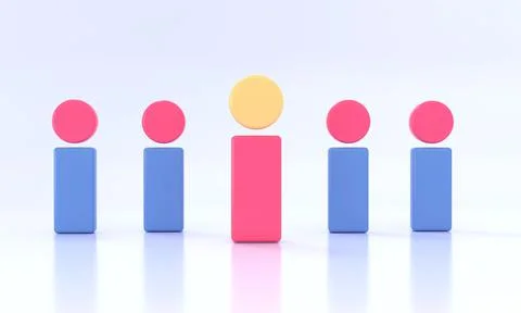 3d rendering team cooperation leader and subordinate Stock Illustration