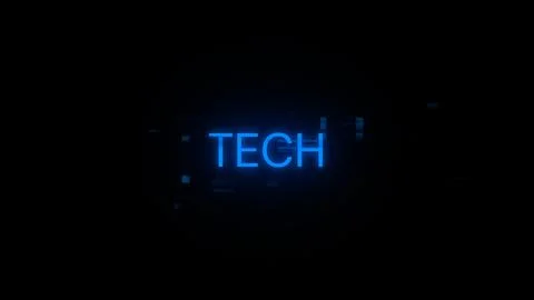 3D rendering Tech text with screen effects of technological glitches Illustrazione stock