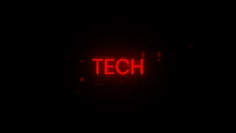 3D rendering Tech text with screen effects of technological glitches Illustrazione stock