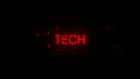 3D rendering Tech text with screen effects of technological glitches Illustrazione stock
