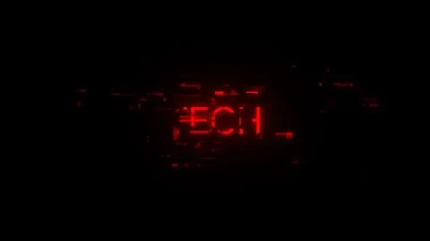 3D rendering Tech text with screen effects of technological glitches Illustrazione stock