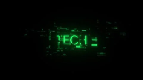 3D rendering Tech text with screen effects of technological glitches Stock Illustration