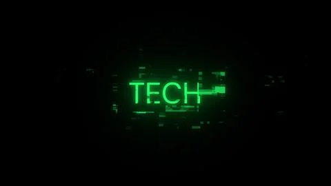 3D rendering Tech text with screen effects of technological glitches Stock Illustration