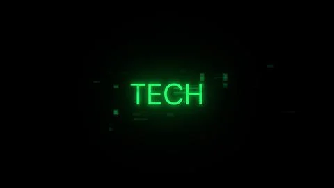 3D rendering Tech text with screen effects of technological glitches Illustrazione stock